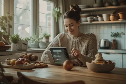 Représentation conceptuelle de l'alimentation sur mesure, montrant des choix alimentaires personnalisés pour une santé ciblée et efficace.