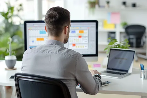 Visuel stratégique présentant l'élaboration d'un plan de contenu impactant pour optimiser la présence sur les réseaux sociaux.