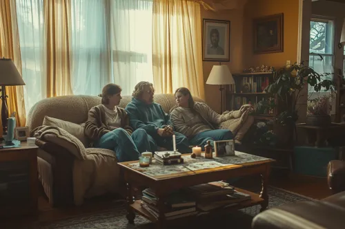 Un phare solitaire, battu par le temps, illumine l'horizon lointain, symbolisant l'espoir persistant après des décennies d'attente.