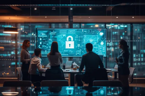 Employés collaborant activement pour renforcer la culture de sécurité numérique, protégeant données et systèmes des cybermenaces.