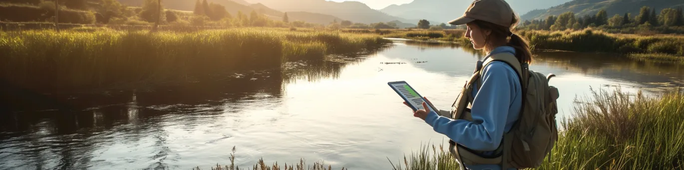 Vue aérienne d'une rivière serpentant à travers des champs verdoyants, évoquant les défis et solutions pour l'eau douce essentielle à notre avenir.