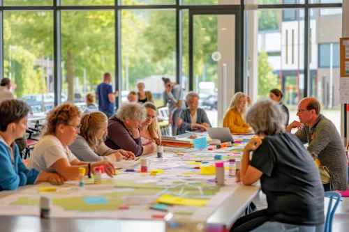Vue conceptuelle de la gouvernance territoriale de demain, mettant en lumière des partenariats innovants et durables.