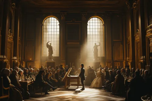 Œuvre picturale de l'époque des Lumières capturant les idéaux d'équité et de réforme de l'éthique judiciaire.