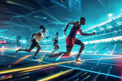 Athlète équipé d'innovations technologiques, façonnant le futur du sport par l'amélioration de la performance et l'expérience.