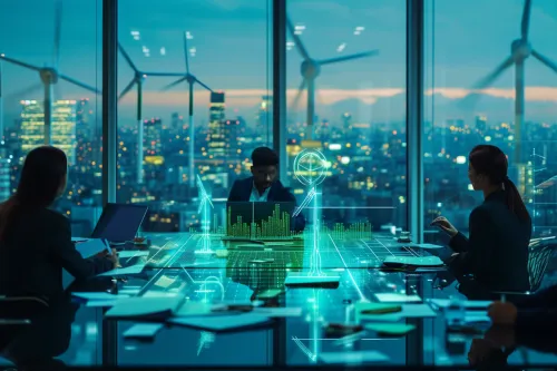 Montagne de défis symbolisant les obstacles majeurs à franchir pour construire un avenir vert et durable.