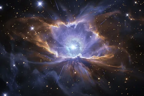 Représentation de l'effondrement gravitationnel d'une étoile massive menant à la formation d'un trou noir.