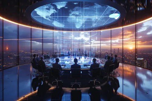 Vision prospective des futures interactions entre chefs d'État, reflétant l'évolution des sommets mondiaux.