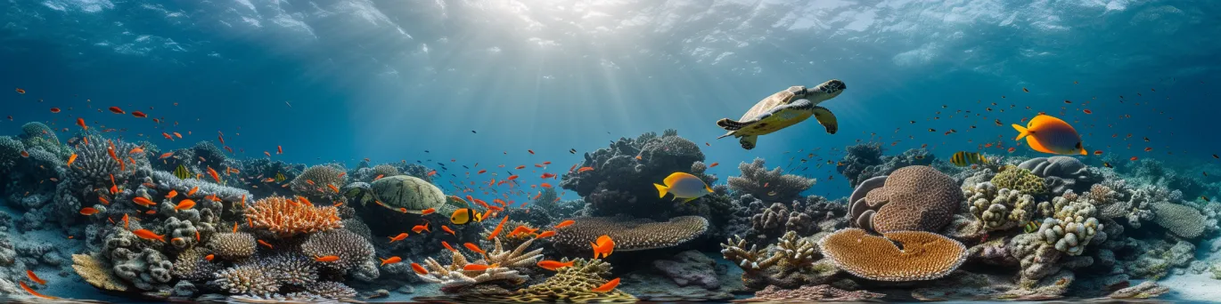 Un récif corallien pâle et mourant, symbole poignant des conséquences du réchauffement climatique sur la vie marine.