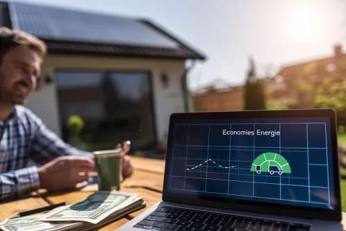 Toiture équipée de panneaux solaires, représentant des économies d'énergie significatives et les bénéfices concrets de l'énergie solaire.