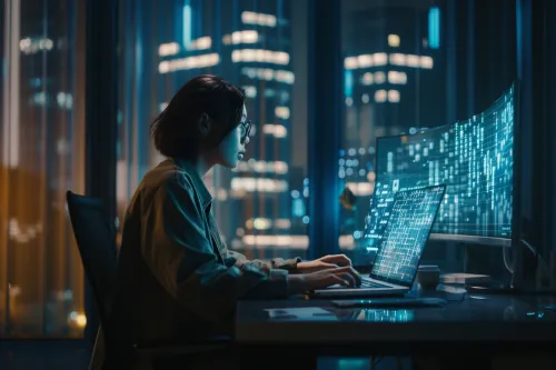 Représentation d'un système sécurisé révolutionnant la gestion des données et l'identité numérique des journalistes.