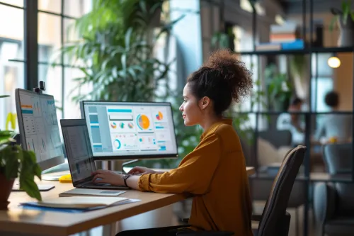 Professionnel configurant les modules essentiels d'une plateforme média dédiée aux freelances, optimisant son lancement stratégique.