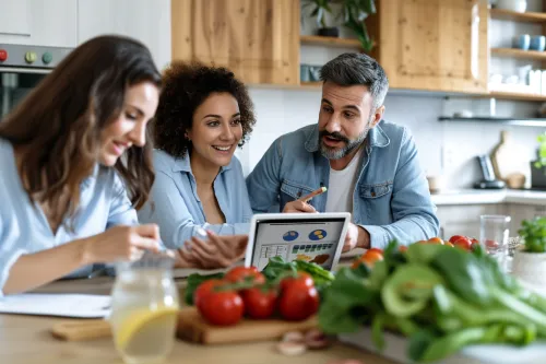 Symbolise les défis de la nutrition personnalisée  :  accessibilité, coût et complexité, montrant comment les surmonter.