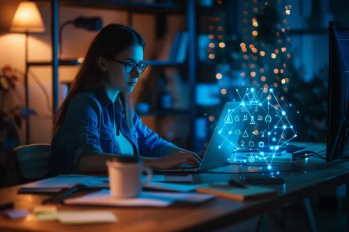 Un bouclier numérique protégeant un réseau informatique, symbolisant une prévention robuste contre les cyberattaques.